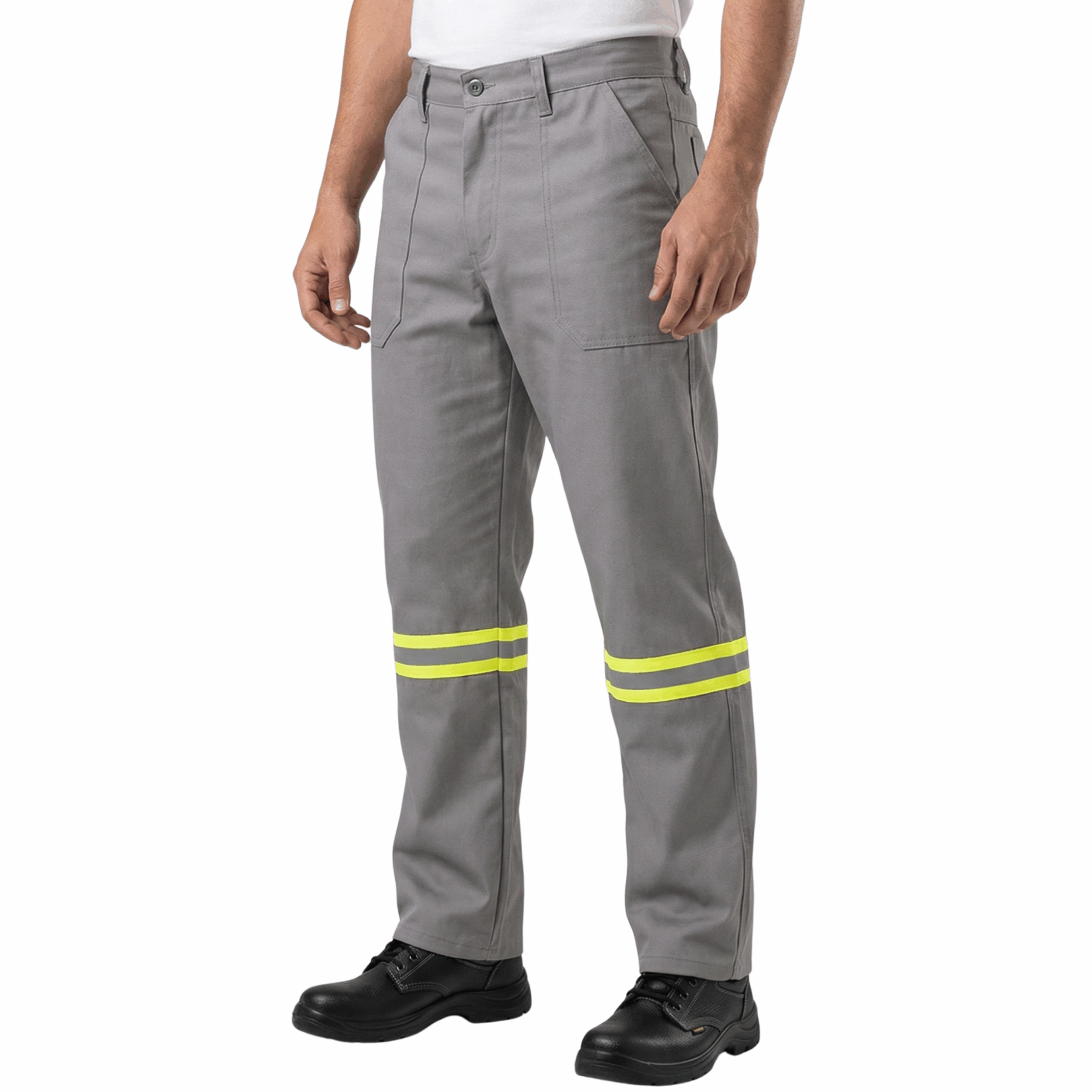 Calça NR10 Antichama Dynamo Fire Santista ATPV 11 cal/cm² Risco 2 CA 50074 com Faixa Refletiva
