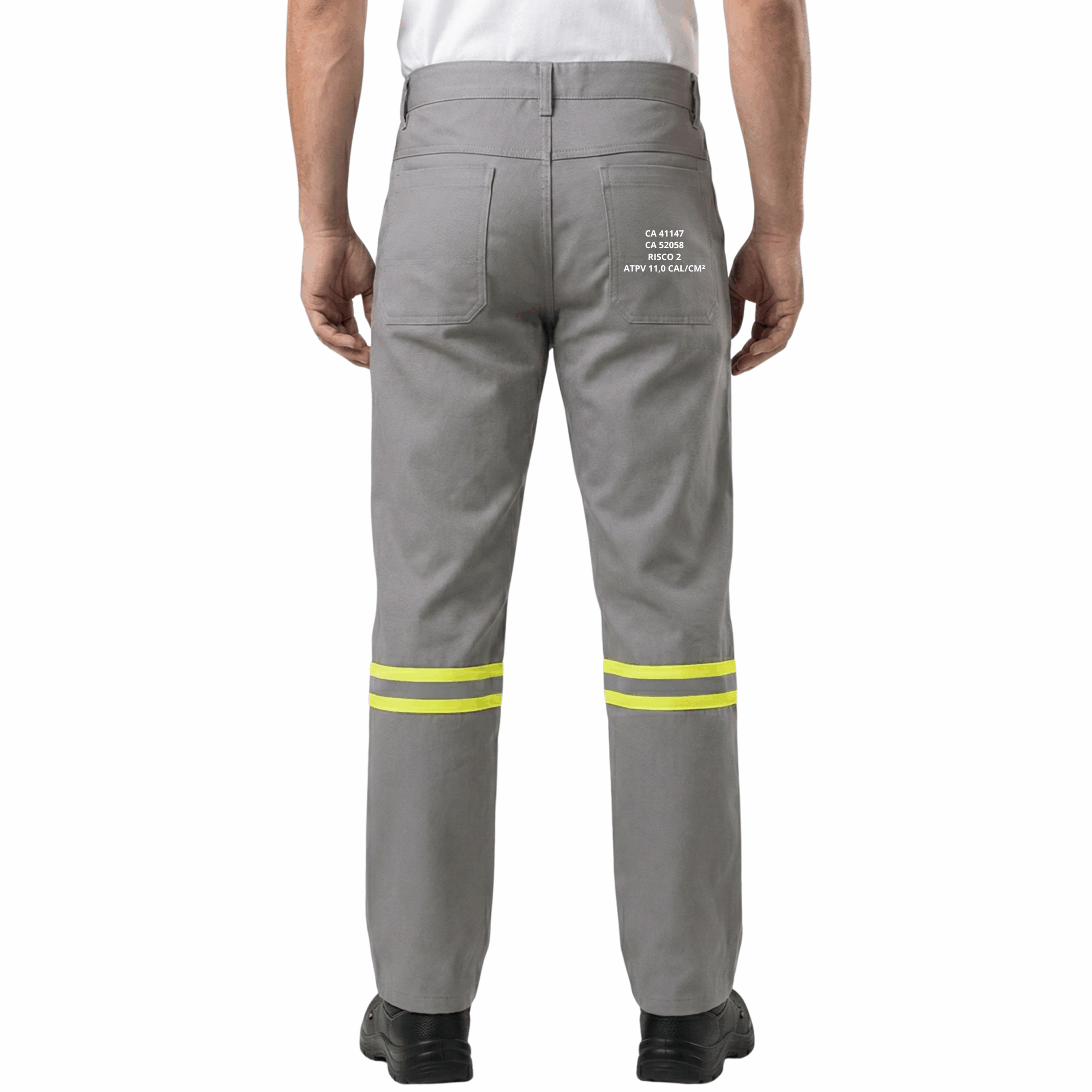 Calça NR10 Antichama Dynamo Fire Santista ATPV 11 cal/cm² Risco 2 CA 50074 com Faixa Refletiva — imagem 2