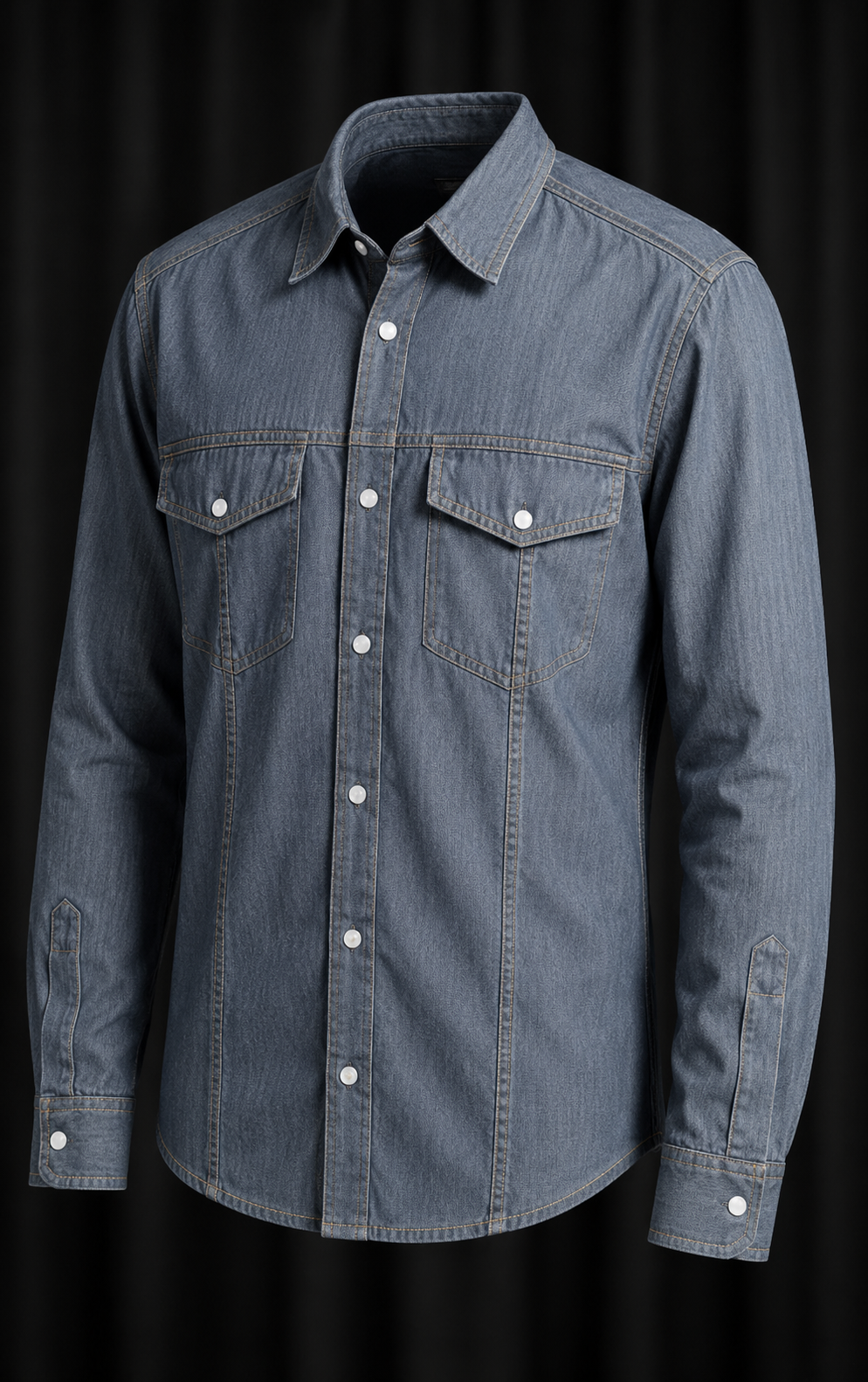 Camisa Social Agro Masculina Premium em Tecido Misto com Botões de Pressão | Silksert Milano