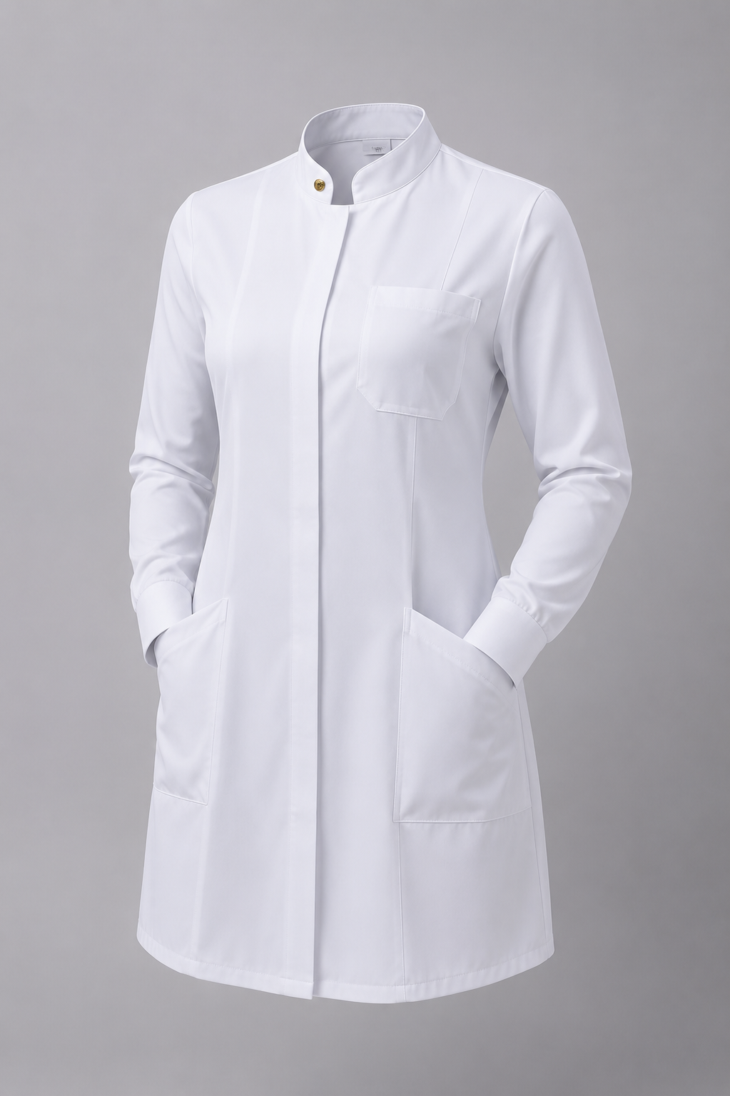 Jaleco Hospitalar Feminino Premium Manga Longa | Jaleco Branco para Saúde Silksert